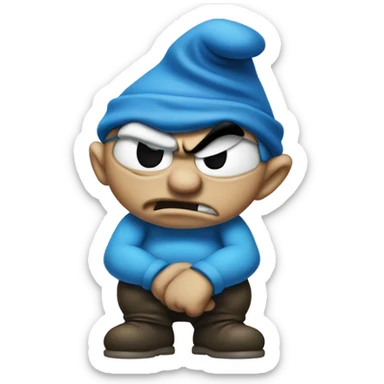 Smurf angry sticker