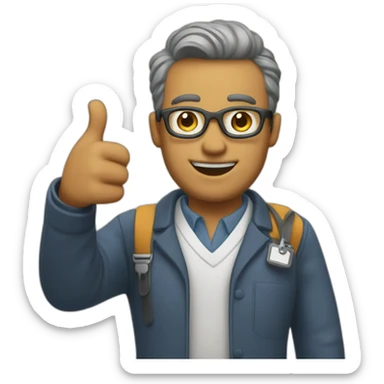 the teacher gives a thumbs up sticker