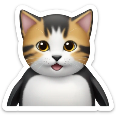 A kitten rides a penguin sticker