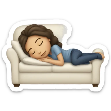 brunette girl sleeping on the sofa sticker