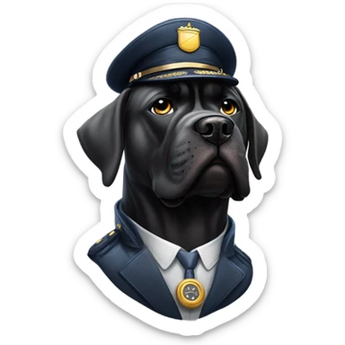 A Cane Corso dressed as an airplane pilot. sticker