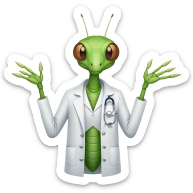 mantis with a lab coat  sticker