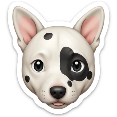 White cattle dog pitbull mix with floppy ears and subtle black spots  sticker