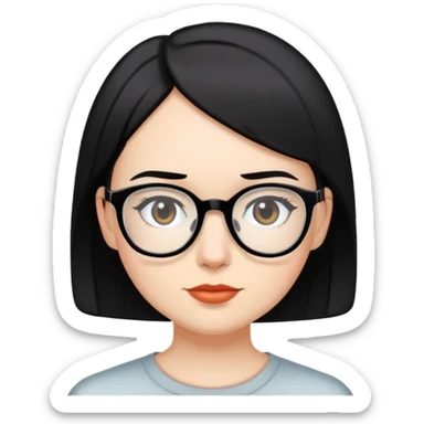 a white girl with short  black hair wearing thin frame glasses sticker