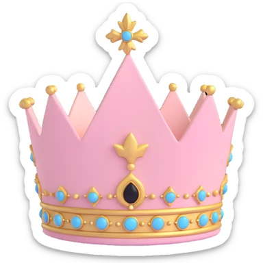 royal crown with pastel pink velvet and gold details sticker