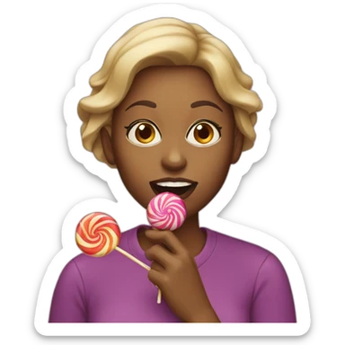 Woman eating lollipop sticker