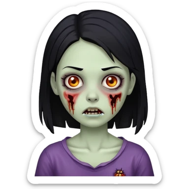 zombie girl with black hair sticker