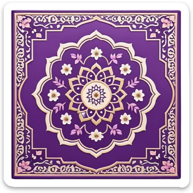 islamic Muslim prayer mat purple with blossom sticker