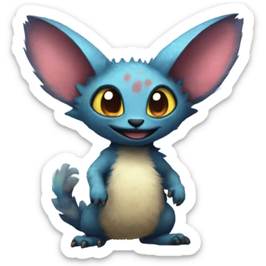 Colorful cute furry anthropomorphic painted Fakémon-Pokémon-Trico-Vernid-creature sticker