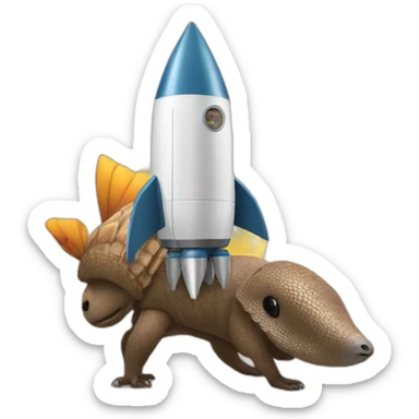 A rocket with an armadillo sticker