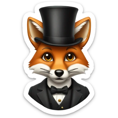 fox face with cylinder hat wearing a monocle sticker