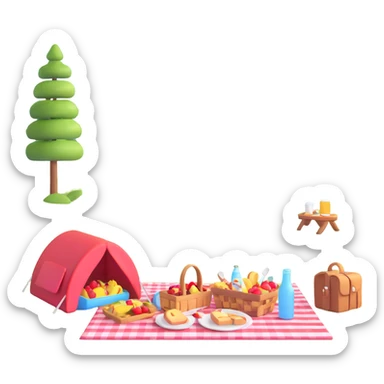 picnic by a peaceful lake sticker