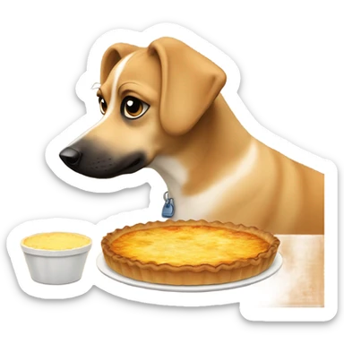 Dog with a quiche sticker