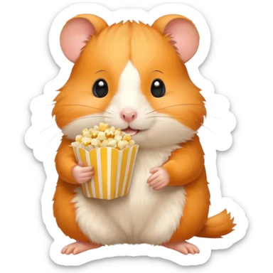 orange hamster holding pop corn sticker