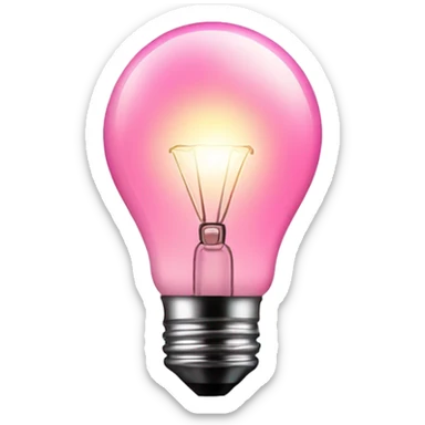 A completely pink light bulb, glowing softly with a warm, pink hue sticker