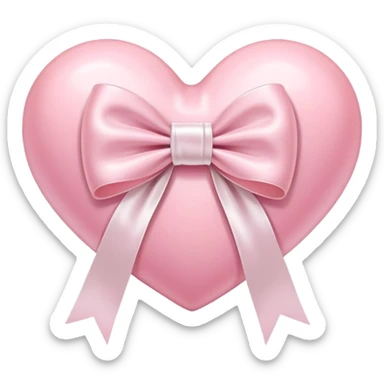 Pastel pink heart with white bow sticker