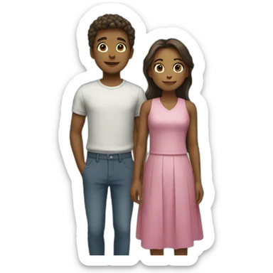boy and girl standing next to each other sticker