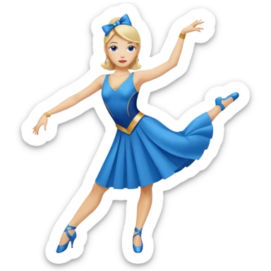 blue jazz style dance costume on blonde sticker