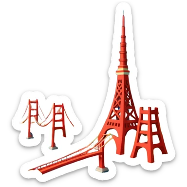 create a new city scape using Tokyo and San Francisco monuments  sticker