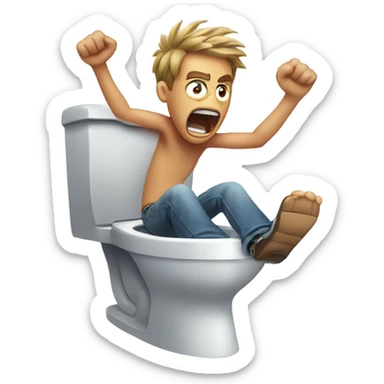 A man screaming skibidi while popping out of a toilet sticker