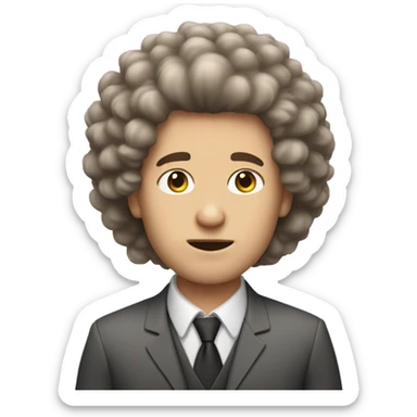 white guy with fluffy hair and acne sticker