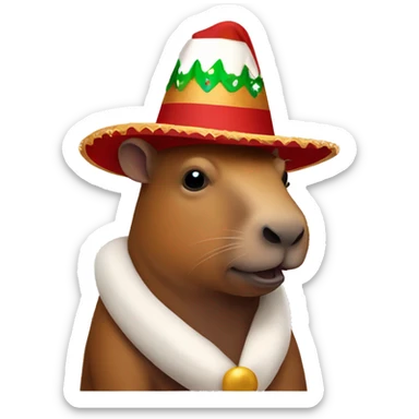 Capibara con un sombrero de Navidad  sticker