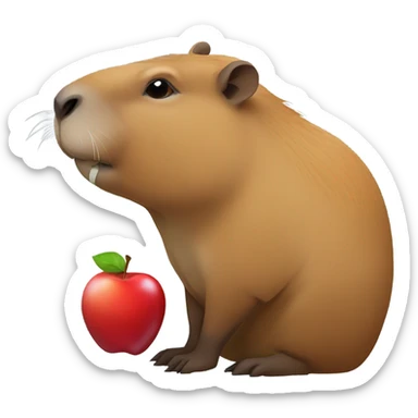 Capybara eating apple sticker