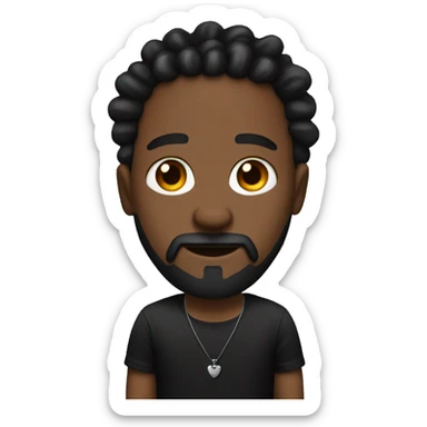 black man with black and red thick dreadlocks and a goatee and a mustache and a plain black shirt and a necklace  sticker