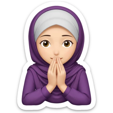 Hijabi girl sitting and hiding her face from her hands sticker