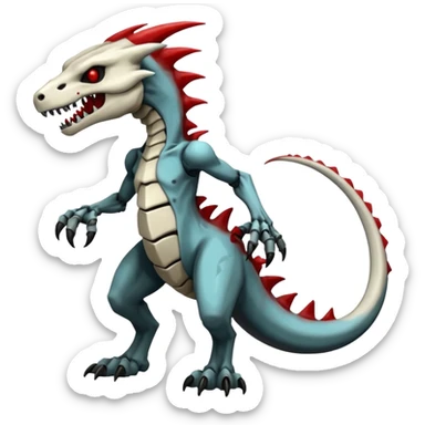 Shiny White Evil Glowing Eldritch Skeletal Creepy Edgy Badass Cool Marowak-Salandit-Duskull-Darkdramon-fusion with bloody red markings sticker