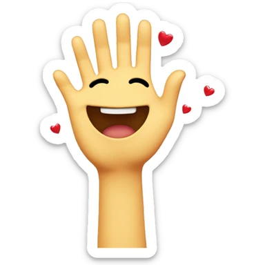 Emoji face with hearts and hands  sticker
