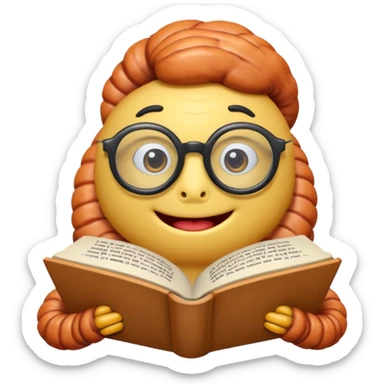 worm reading book sticker