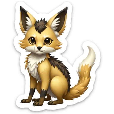 Epic Feral Rare Fantasy shiny edgy cool fluffy Vernid-Trico-species-hybrid-animal by LiLaiRa, random markings, tufted tail, tufted ears, full body sticker