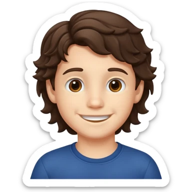 brunette wavy hair  boy 6 years old sticker