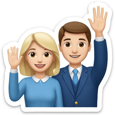 married couple waving sticker