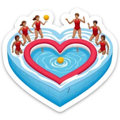 Natación  y voley en un corazón de color  sticker