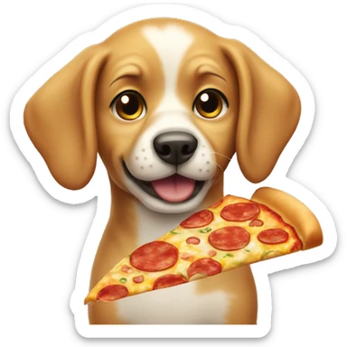 Cute dog eating a pizza sticker