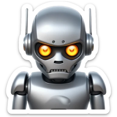 Make robot and wearing a black t shirt and angry sticker