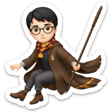 Harry potter riding on a broomstick sticker
