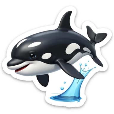 3d Cartoon orca with a tick sticker
