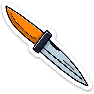 a pen that looks like a knife, cartoon sticker style sticker