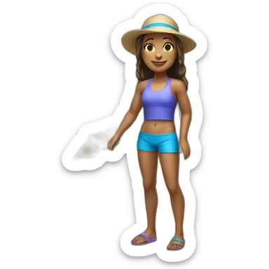 realistic beachvolley girl full body posing with separated legs sticker