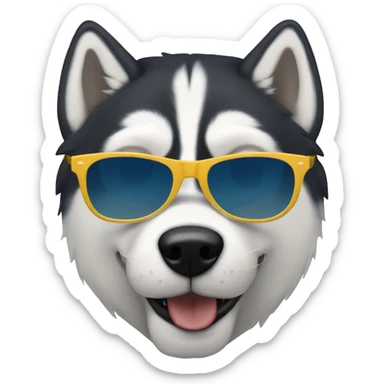 A husky with sunglasses  sticker