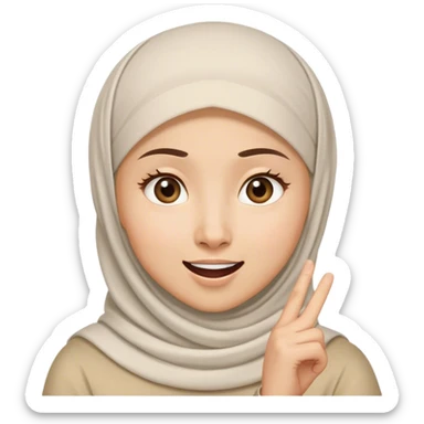 a white asian Muslim woman are thinking something. Her eyes rolling to up right. She got an idea, and her expression were excited! sticker