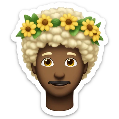 blonde fluffy hair soft WHITE man emoji wearing a flower crown sticker