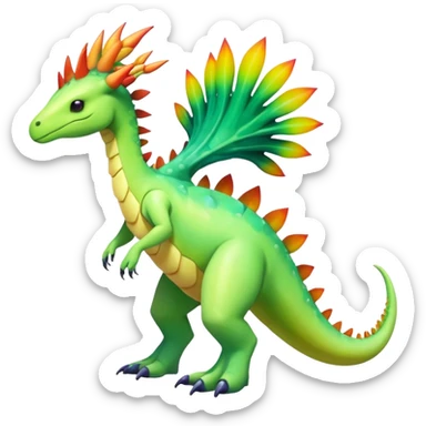 Shiny Exotic Colorful Meganium-Amaura-Aurorus-Fakémon-hybrid-creature (full body)  sticker