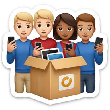 Students handing over their phones to a box  A box with a “Handy here” sign  no phones allowed sticker