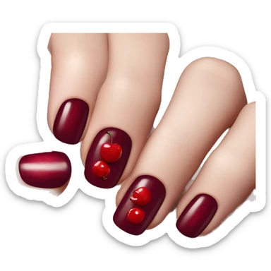 Cherry nail varnish on fingers sticker