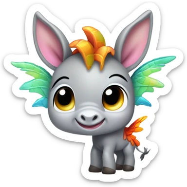 cute baby Donkey with dragon wings sticker