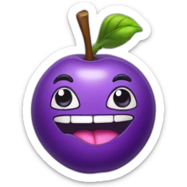 purple fruit with face tongue out sweating gym woman sticker
